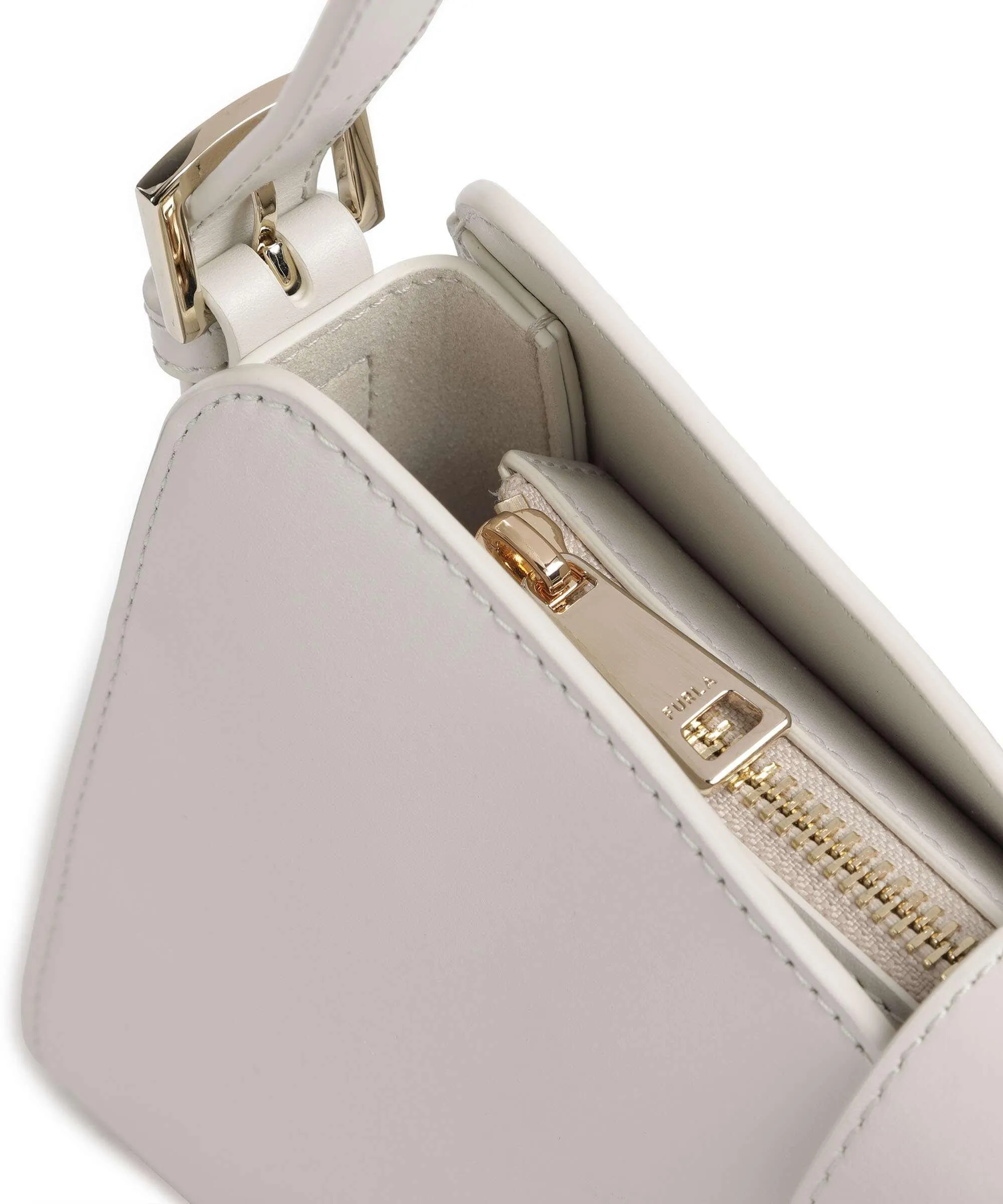  Furla Metropolis Remix M Borsa a spalla pelle di vitello finemente grana avorio  